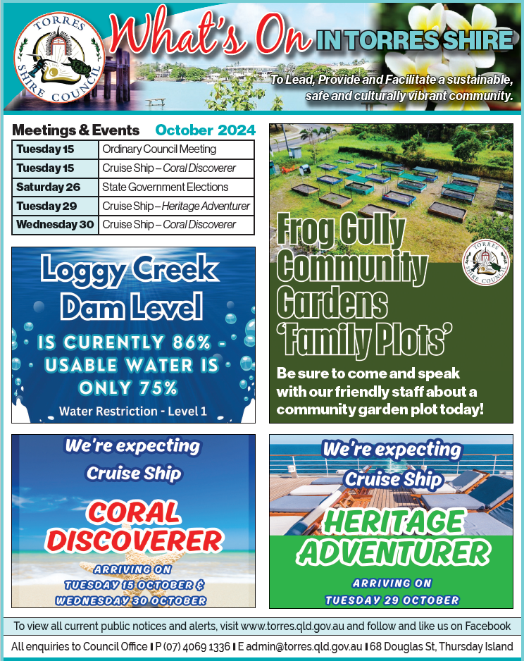 What's On in Torres Shire October